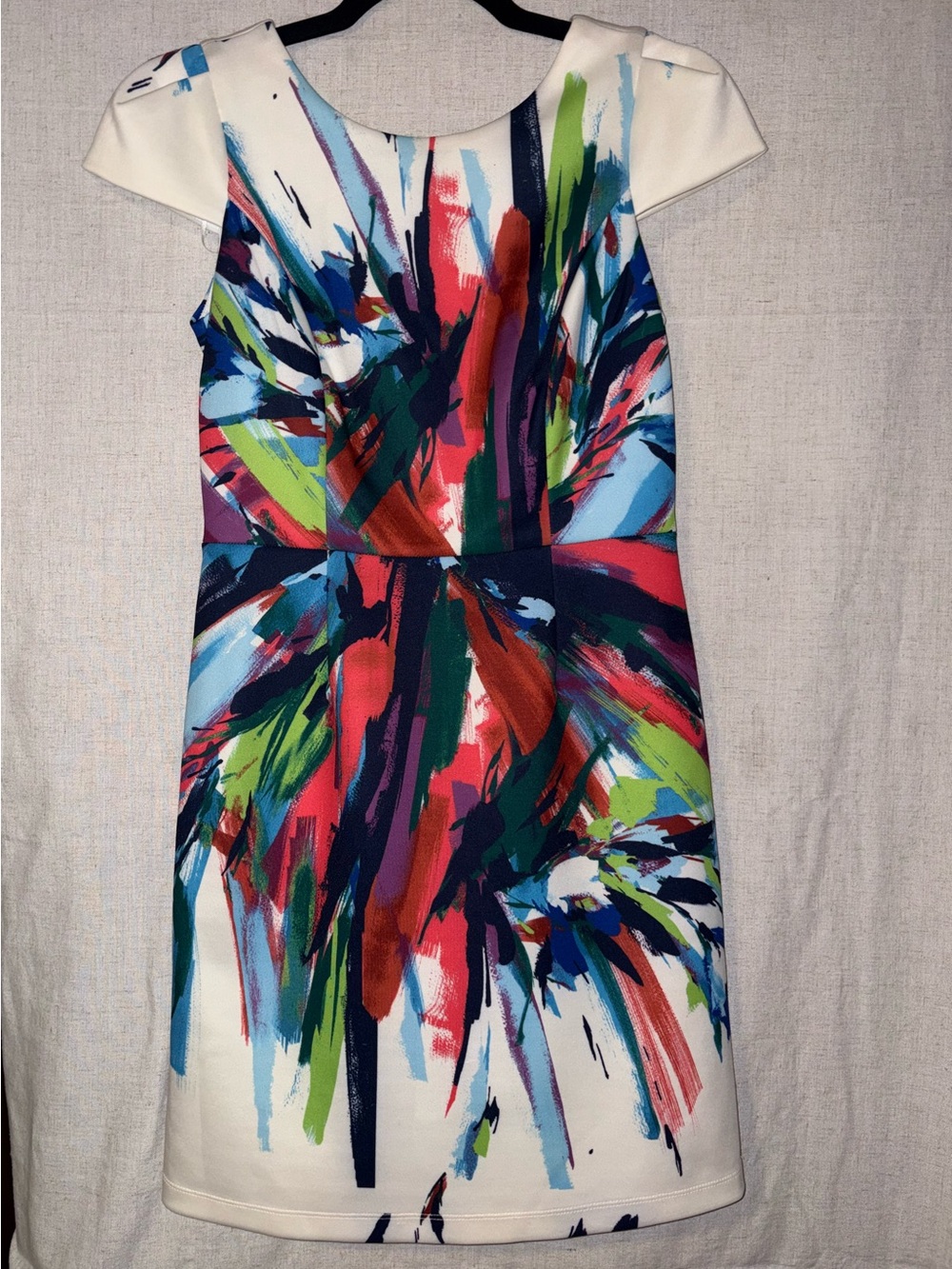 Bright Multicolor Brushstroke Mini Dress - White